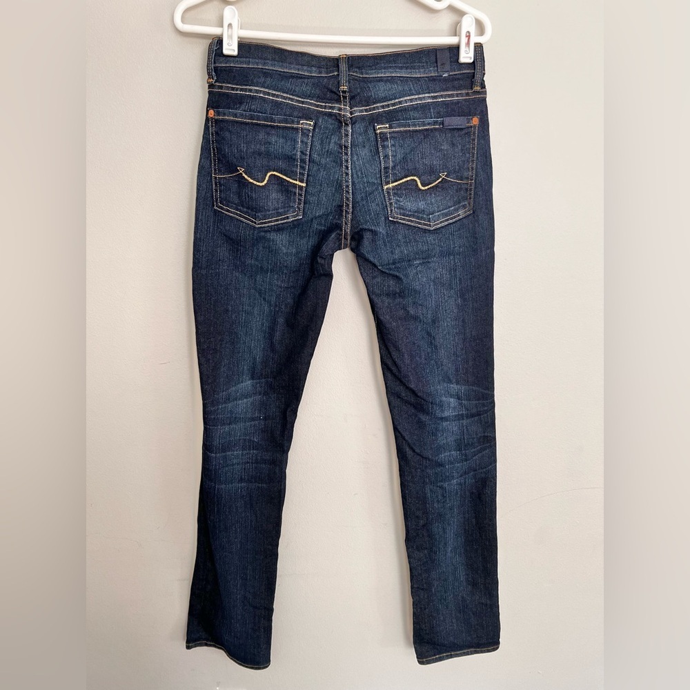 7 For All Mankind Straight Leg Blue Jeans Women’s Size 27 - Picture 3 of 5
